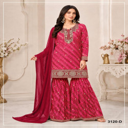 Women's Fox Georgette Embroidered Sharara Suit Set with Dupatta